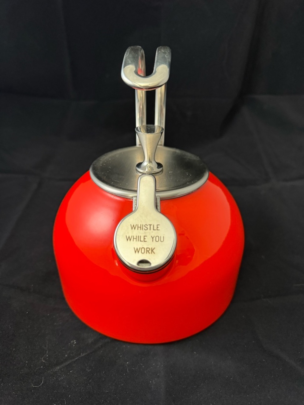 Kate Spade Make it Pop Red Whistling Stovetop Tea Kettle with Stainless Handle - Picture 4 of 5